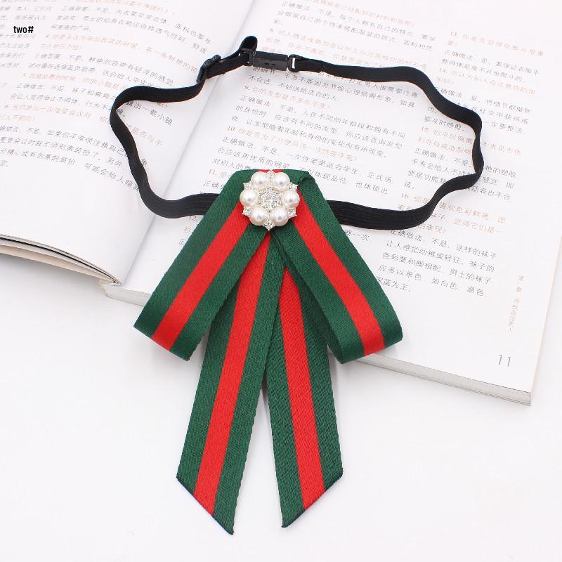 New Season Striped Bow Tie with Slanted Tip for Girls Professional Wear