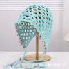 New ethnic style pearl fringed pendant hollow knitted wool hat women's summer outdoor sunshade sunscreen headgear
