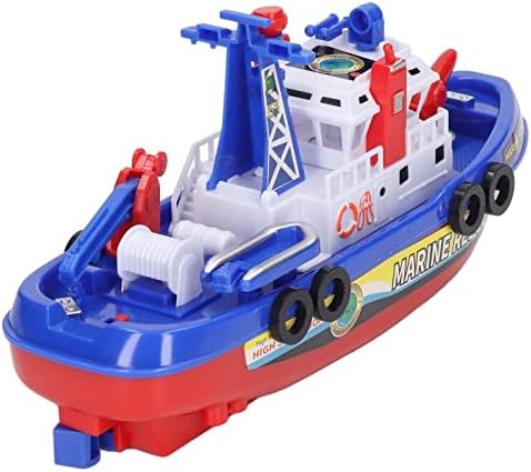 Fauitay Music Light Boat Toy, Automatic Water Spray Electric Bath Toy with Simulated Siren Sound, Rounded Edges Safe Non-Toxic Kids Bath Time Toy