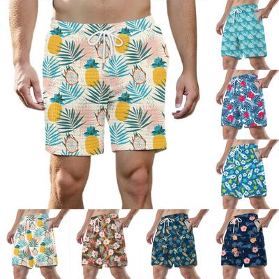 Men's Fashion Printed Sports Shorts Elastic Waistband Pocket Gym Shorts