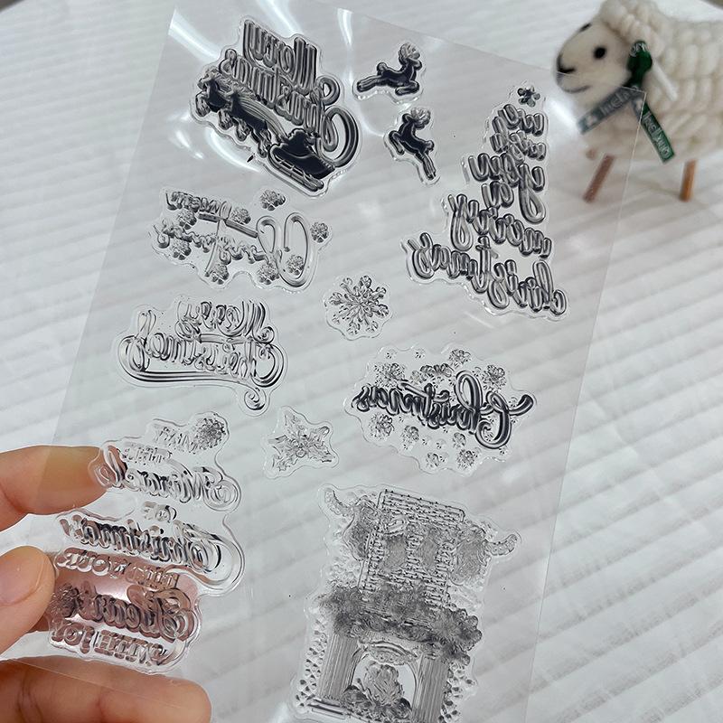 Merry Christmas Transparent Silicone Clear Stamps Seal for DIY Scrapbooking Album Paper Card Decorative Sheets Greeting Letter Word