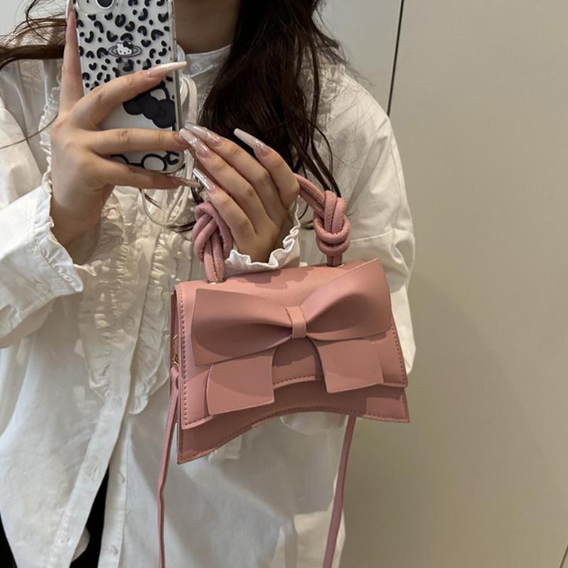 PU Solid Color Bow Casual Tote Large Capacity Commuting High Quality Women's Bags Winter New Versatile Crossbody Bags