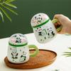 Cute Pet Panda Student Water Cup Ceramic Cup with Lid High Value Drinking Water Cup Office Coffee Cup Mug Souvenir
