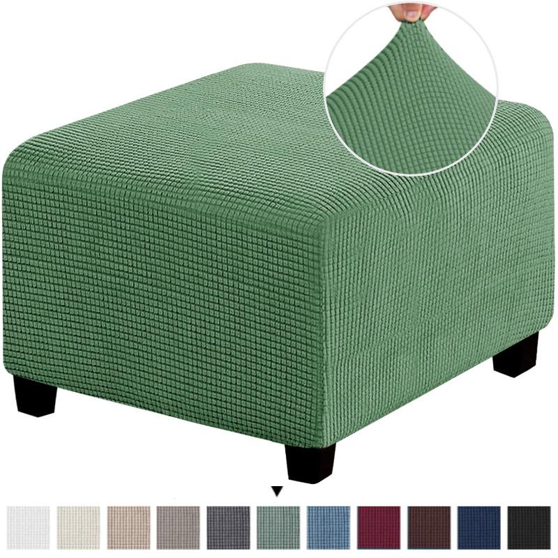 Elastic Anti-Scratch Ottoman Cover: Solid Color Footstool Protector for Home Use