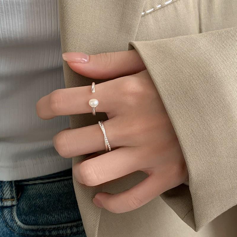 Sweet Pearl Women's Cross Open Line Ring: Stackable, Versatile, Fashionable, and Perfect for an Index Finger