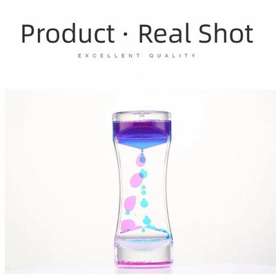 Double Colors Oil Hourglass Timer Acrylic Descending Sensory Bubble Floating Motion Bubble Timer Visual Oil Drop Process