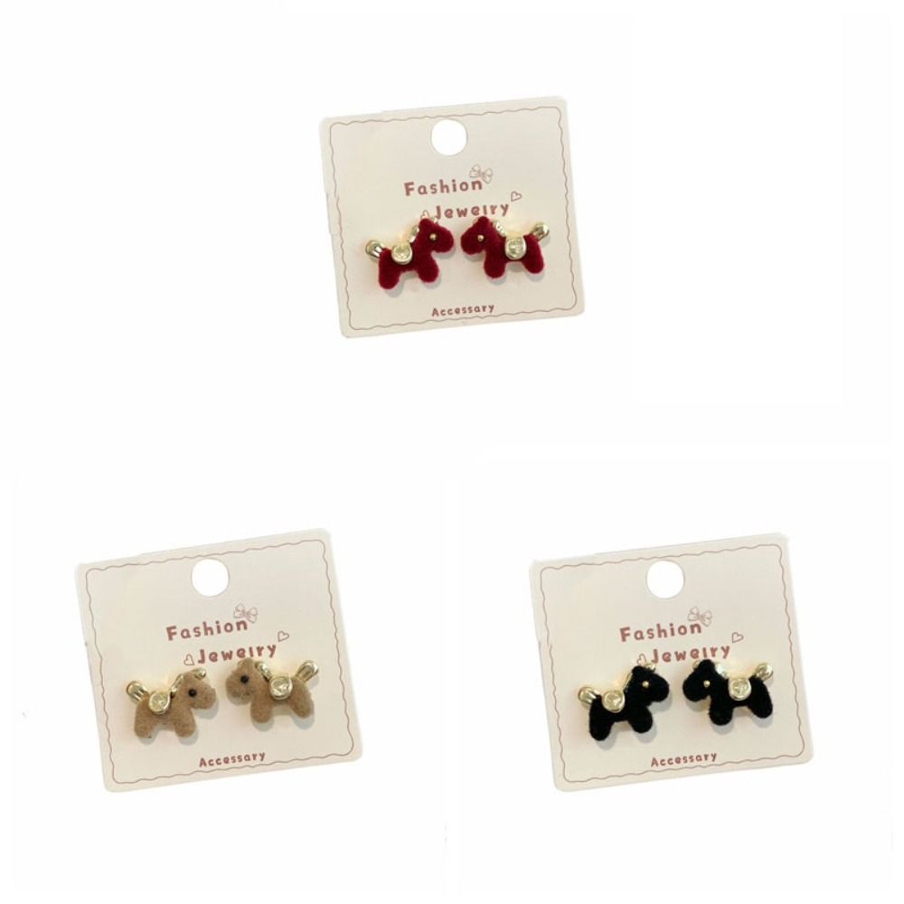 Good Luck Chinese Horse Stud Earrings Cartoon Zodiac Horse Pony Earrings New Year Gift