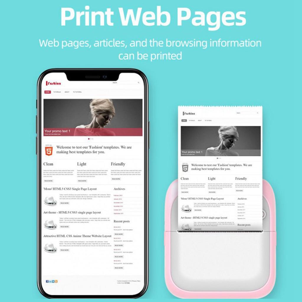 Portable Mini Printer Wireless BT Thermal Printer Easy Operation Compatible for Android IOS Pocket Printer Label Maker