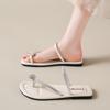 Fashion CRLAYDK Women's Slide Sandals Flat Toe Rhinestone Ring Thongs Strap Flip Flops for Summer Comfortable Walking Beach Slippers