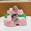 Bling Slippers Women Flip-Flops Ladies Beach Shoes Buckle Wedge Heels Shoes New Woman High Platform Slippers Outside Sandals