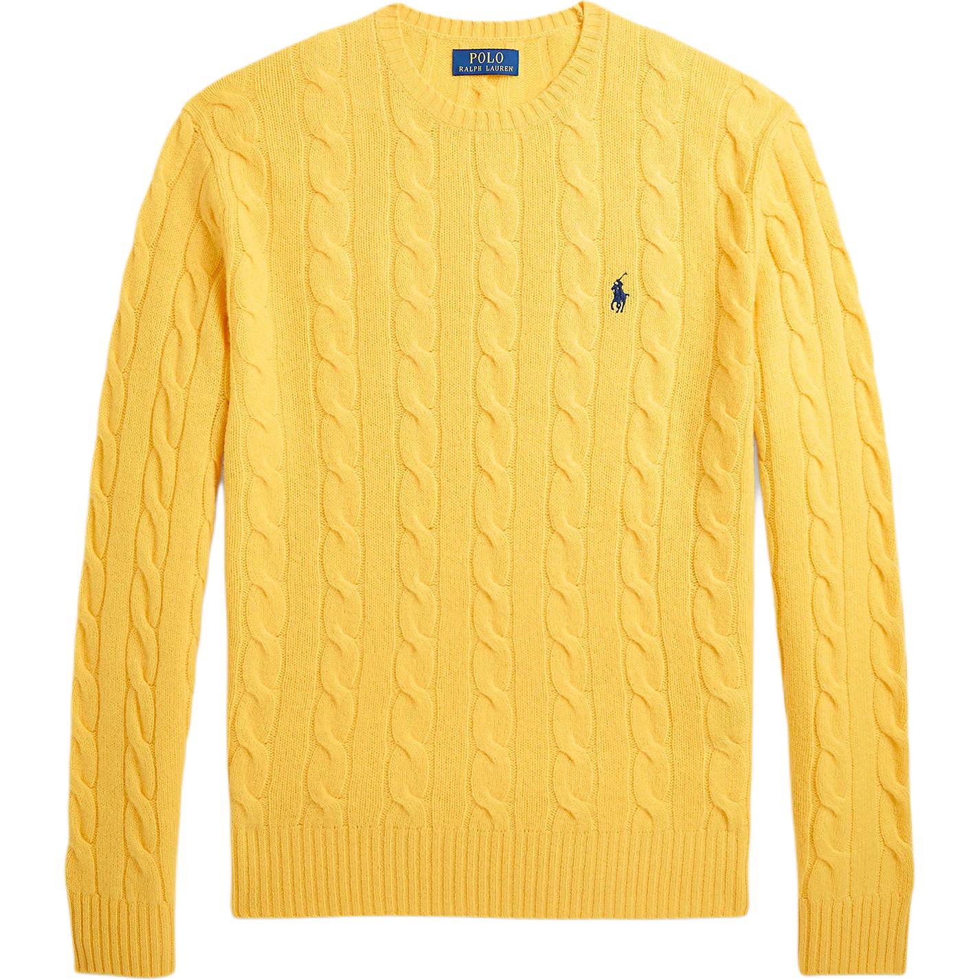 

Polo Ralph Lauren Однотонный свитер с круглым вырезом и вышивкой в виде пони, крупной вязки, мужской, желтый 100054978 XL