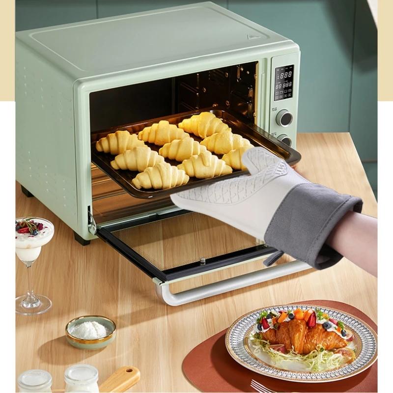 1pcs Insulated Oven Gloves Thicken Cotton Twill Silicone Baking Gloves Kitchen Non-Slip Oven Gloves Hot Pot Mitts for Bakery