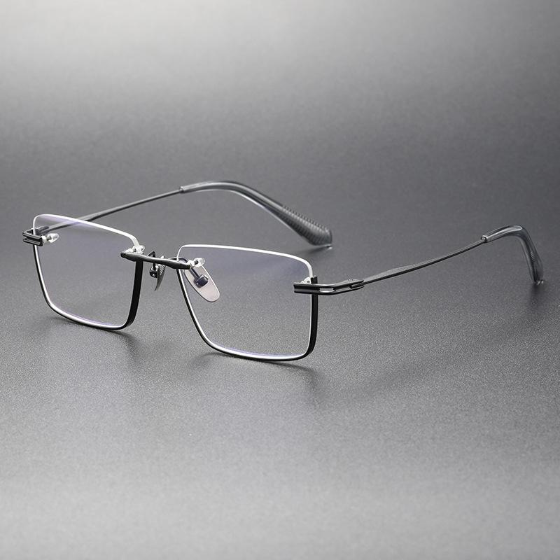 Brand Reproduction Special Trendy Inverted Frame Design Pure Titanium Half-Rim Square Glasses Business Ultralight Big Half Frame