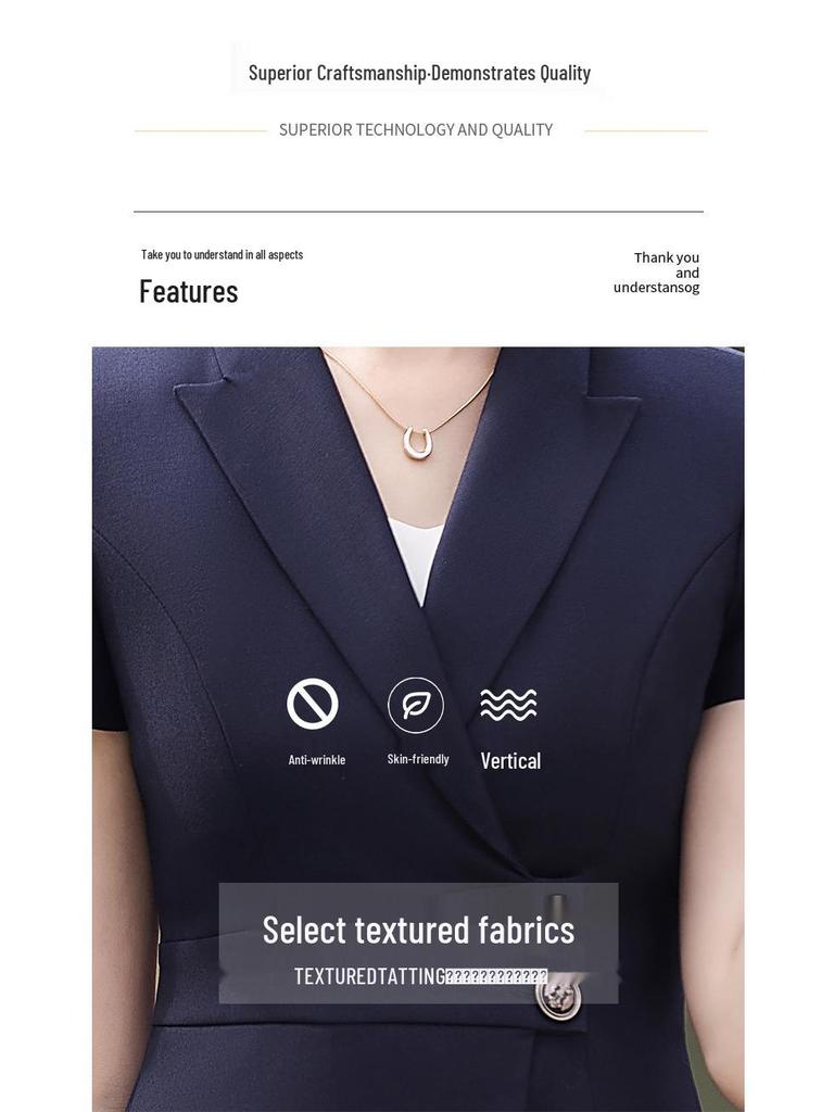 Damen Professioneller Grauer Sommeranzug - Elegante Arbeitskleidung für Schönheitssalons und Juweliergeschäfte