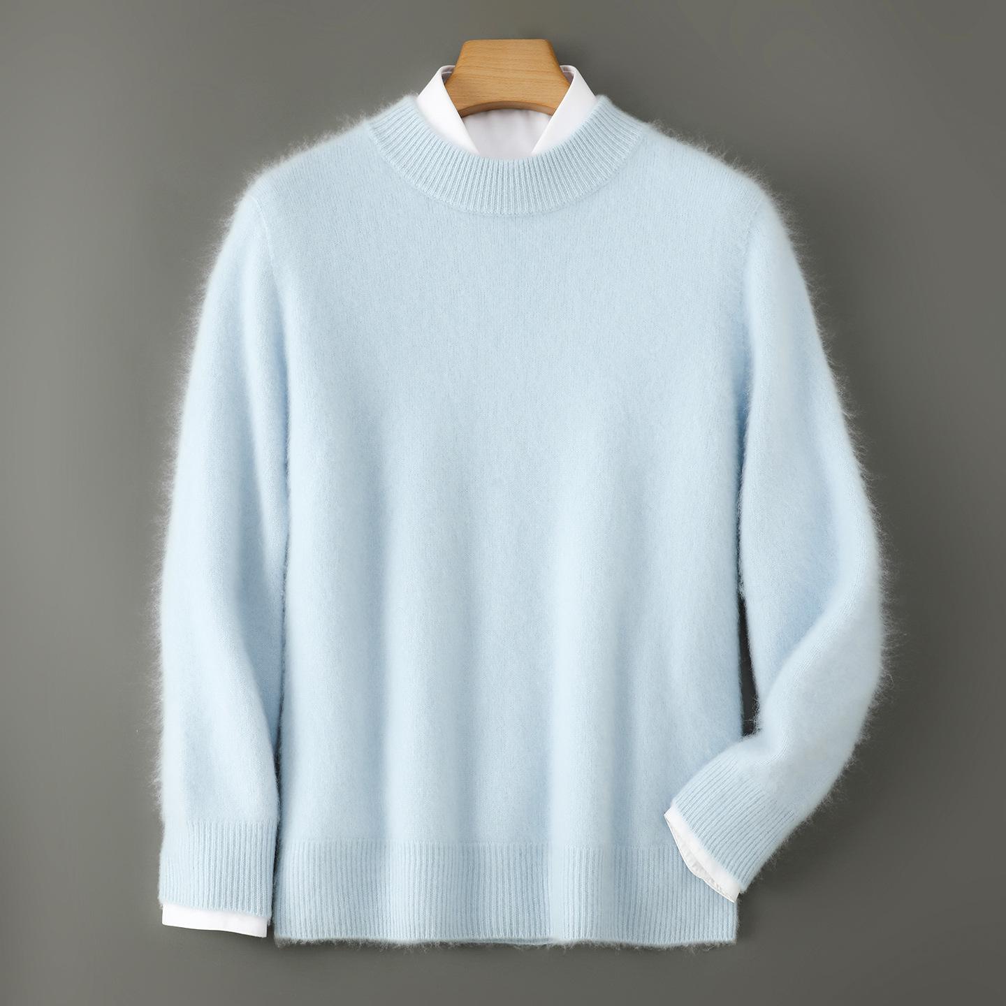 

Men s Thickened Wool Sweater: Autumn-Winter, Half-High Collar, Business Casual Cashmere Knitwear. S (47.5-60 kg)
