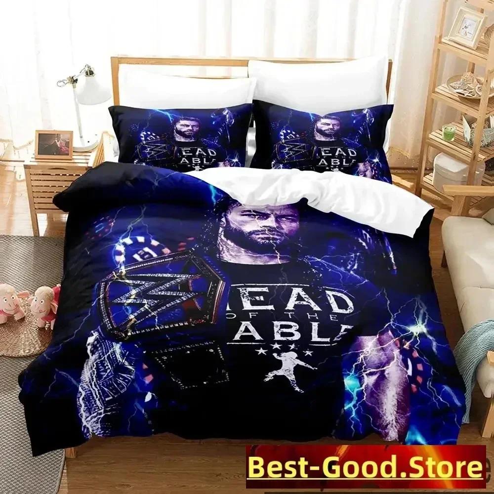 3D Wrestler Roman Reigns Bedding Set Duvet Cover Sheet Printed Bed Set Pillowcase Bed Full Queen King Size Comforter Bedroom