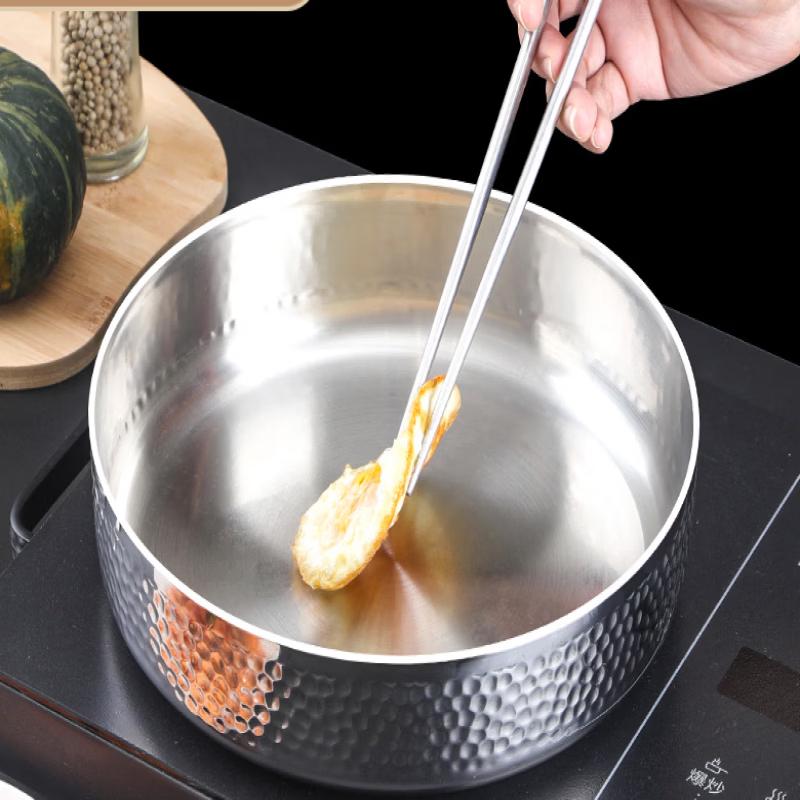 ZISIZ 30cm Hammered Stainless Steel Frying Pan with Lid