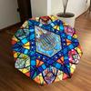 1pc Stained Glass Menorah Pattern Small Travel Automatic Folding Umbrella, Compact Windproof Umbrella, Automatic Open/Close ,Gift-091505