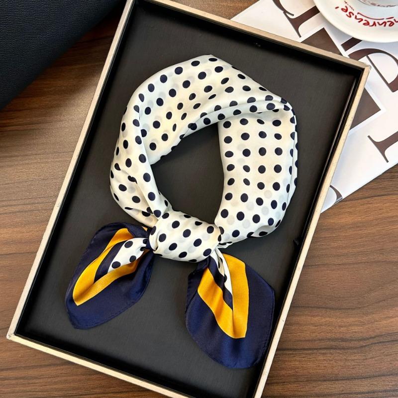 Polka Dot Silk Scarf Square Scarf High-end New Versatile Decorative Scarf Scarf Scarf Neck Cashew Flower Scarf Shawl Can Be Used As a Tube Top