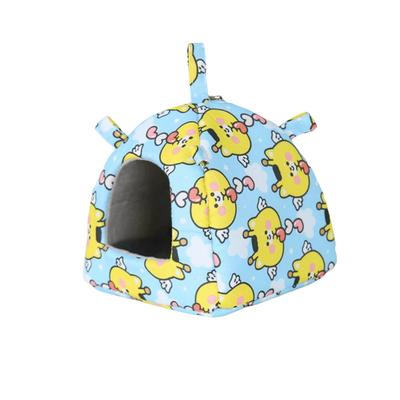 Warm Parrot Hanging Hammock Print Design Cartoon Hamster Cage Nest with Mat Fleece Bird Nest House for Golden Bear Hamster Birds