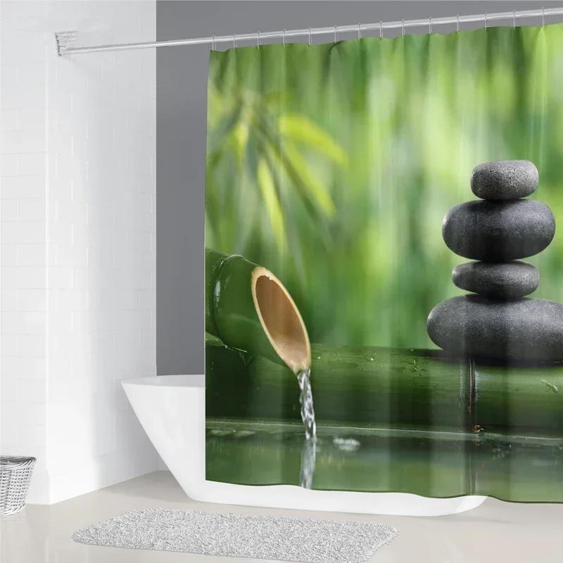 Pebble Printed Shower Curtain Mildew Washable Curtain with Hook Bathroom Decorative Curtain Rocks 3D Shower Curtains 240*180cm