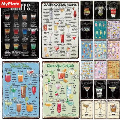 Cocktail Shots6 Metal Sign Vintage Plaque Beer Tin Sign Plate Wall Decor For Bar Pub Man Cave Bloody Poster Custom