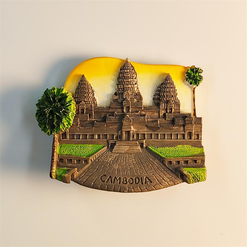 Cambodia Angkor Wat Shiguan Goddess 3D Stereoscopic Tourism Souvenirs Resin Painting Decoration Home Refrigerator Magnets