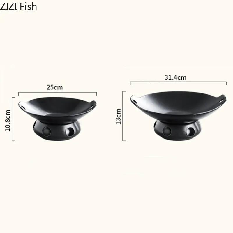 Heatable Insulated Plate Restaurant Main Dish Plate Japanese Ceramic Shouxi Barbecue Plate Creative Home Kitchen Steak Tableware