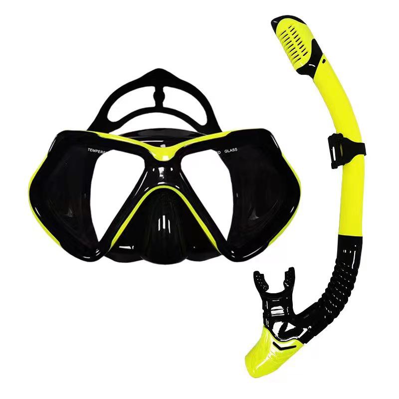 Adult Two-Piece Snorkeling Set: Large Frame Waterproof Anti-Fog Goggles & Snorkel Tube