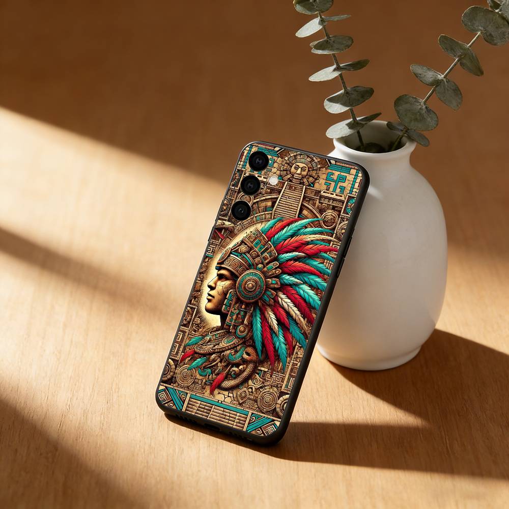 Mayan Aztec Calendar Statue Phone Case For Samsung Galaxy A20,21s,22,31,32,52,53,72,73,80,91 Soft Black Shell