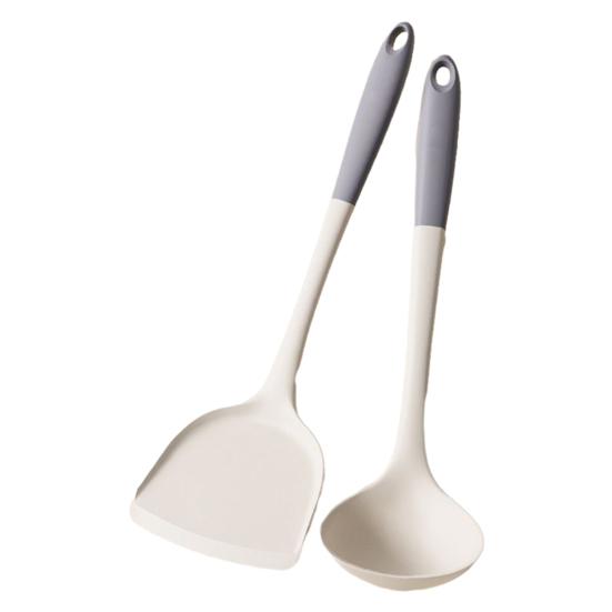 Silicone Spatula Non-Stick Cookware Safe Turner & Slotted Spoon Heat-Resistant Scratch-Free Easy-Clean Kitchen Utensils for Frying Stirring Serving