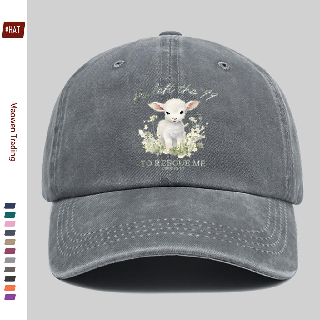 pc Lamb  Flower Print Baseball Cap Suitable for Dating Travel Outdoor Sports Beach Vacations  Adjustable Strap  Buckle Cl