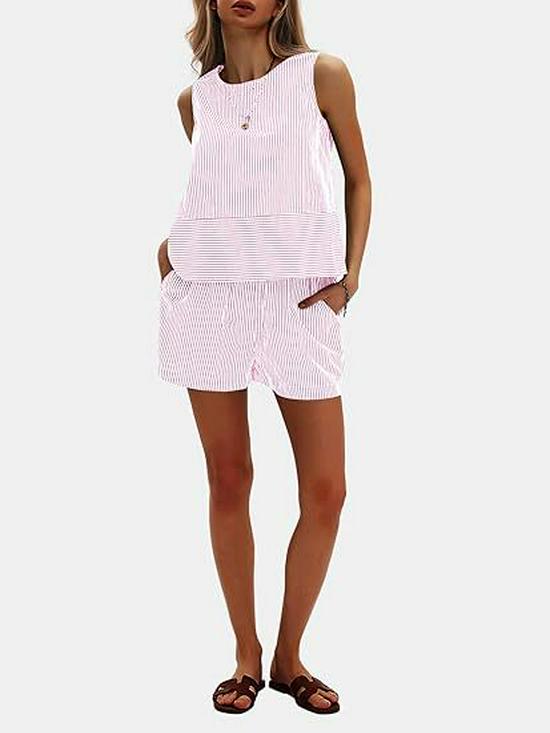 Sommer 2025 Ärmelloser Taillenanzug mit vertikalen Streifen