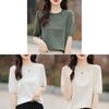 Ice Silk Short Sleeve T Shirt With Knitted Hollow Design For Summer Casual Women