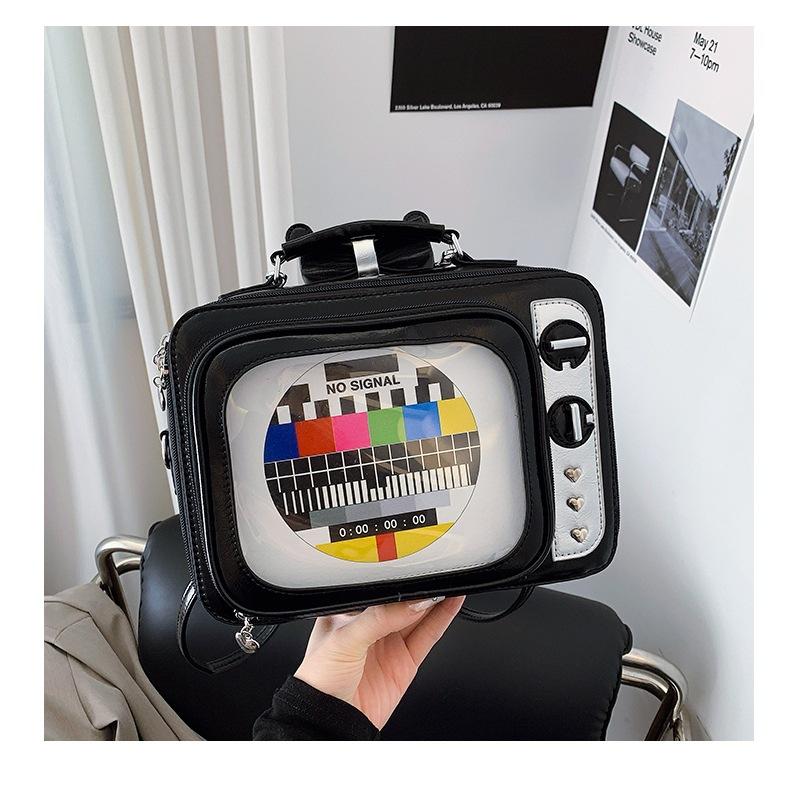2025 New Retro TV Pain Bag Small Food Intake Square Antenna Bow Removable and Cross-shoulder