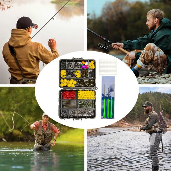 143/145Pcs Carp Fishing Accessories Set with Double-Sided Box Fishing Hook Lure Sleeve Float Swivel Needle Men Carp Fishing Gear