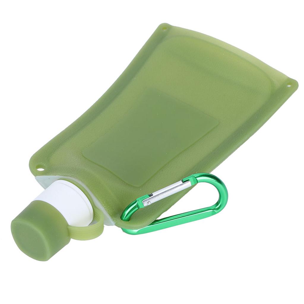 500ml Tragbare Faltbare Wasserflaschen Zusammenfaltbarer Silikon-Wasserbeutel für Outdoor-Reisen Camping Radfahren Grün