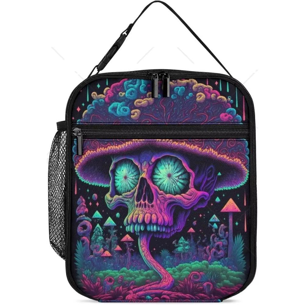 Cute Gothic Skull Insulated Lunch Bag Portable Lunch Box Reusable High Quality and Large Quantity Tote Bag for Women Men