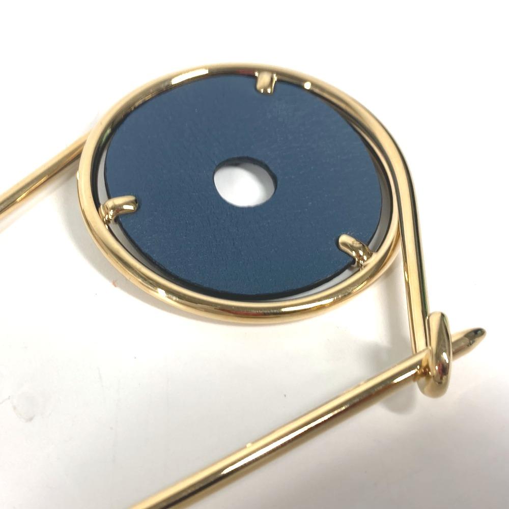 LOEWE Accessories Brooch Metal / Leather Gold/blue Unused