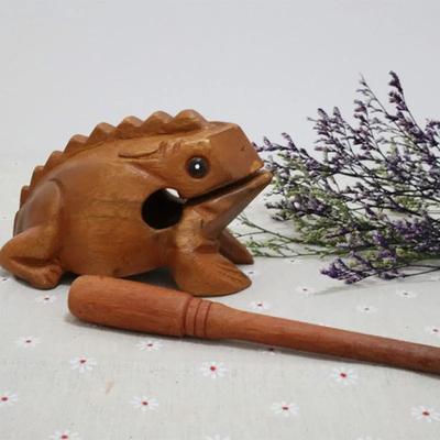 Thailand Traditional Craft Wooden Lucky Frog Croaking Musical Instrument Home Office Wooden Frog Home Decoration Fortune Symbol