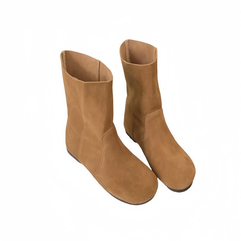 Flat-bottomed French retro matte leather Birkenstock short boots women's boots autumn 2025 new models