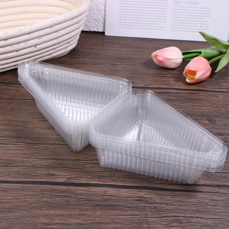 10 Adet Pasta Dilimi Plastik Kap Şeffaf Üçgen Tatlı Kutusu Gıda Paketleme Kutusu İstiflenebilir Meyveli Pasta Sandviç Tutucu