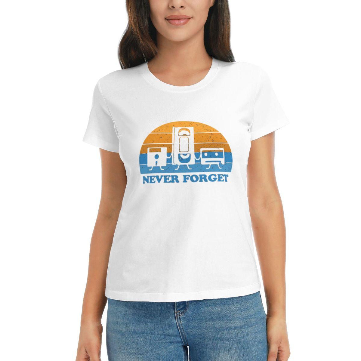 

Women TShirt Never Forget Floppy Disk Cassette VHS Tape Summer Short Sleeve Tees ONeck T Shirts Clothes Tops Streetwear S