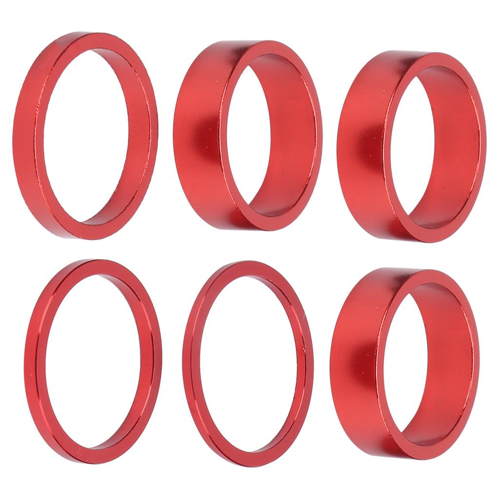 6 Τεμάχια Αποστάτες Λαιμού Ποδηλάτου Κράματος Αλουμινίου Αποστάτες Λαιμού Τιμονιού Ποδηλάτου για Ποδήλατο Βουνού Κόκκινο