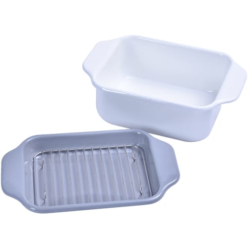 Cozy Cook Enamel Square Compact Wide Tempura Pan with Rin, Gray