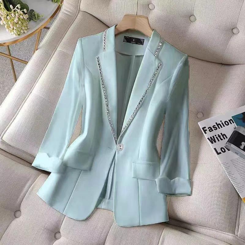 Trajes de diamantes Chaquetas de manga tres cuartos de primavera y verano Trajes casuales de moda