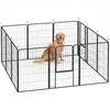 12-Panel Solid Dog Playpen with Doors, for Large Dogs, 100cm Tall, Black