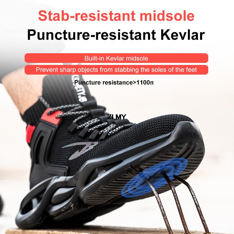 Fashion Lightweight Safety Shoes for Man Breathable Work Safety Boots with Steel Toe Fashion Work Shoes Men Anti-stab Anti-smash Sneaker