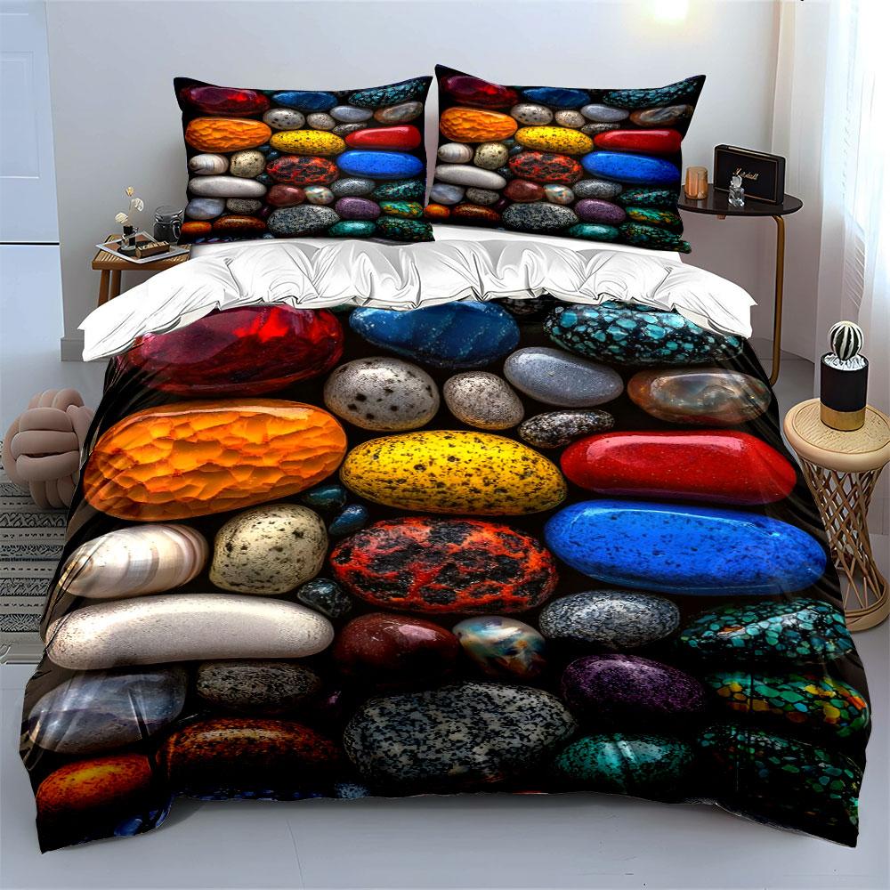 Colorful Stone Decor Set Multiple sizes kid's and adults' bedroom Exquisite 3PC bedding set gift