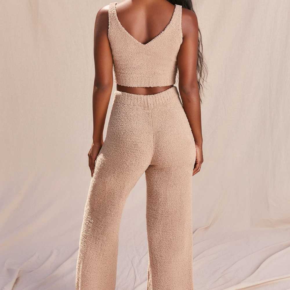 Buy 2021 Autumn Women Fur Two Piece Outfits Fashion Sexy Backless